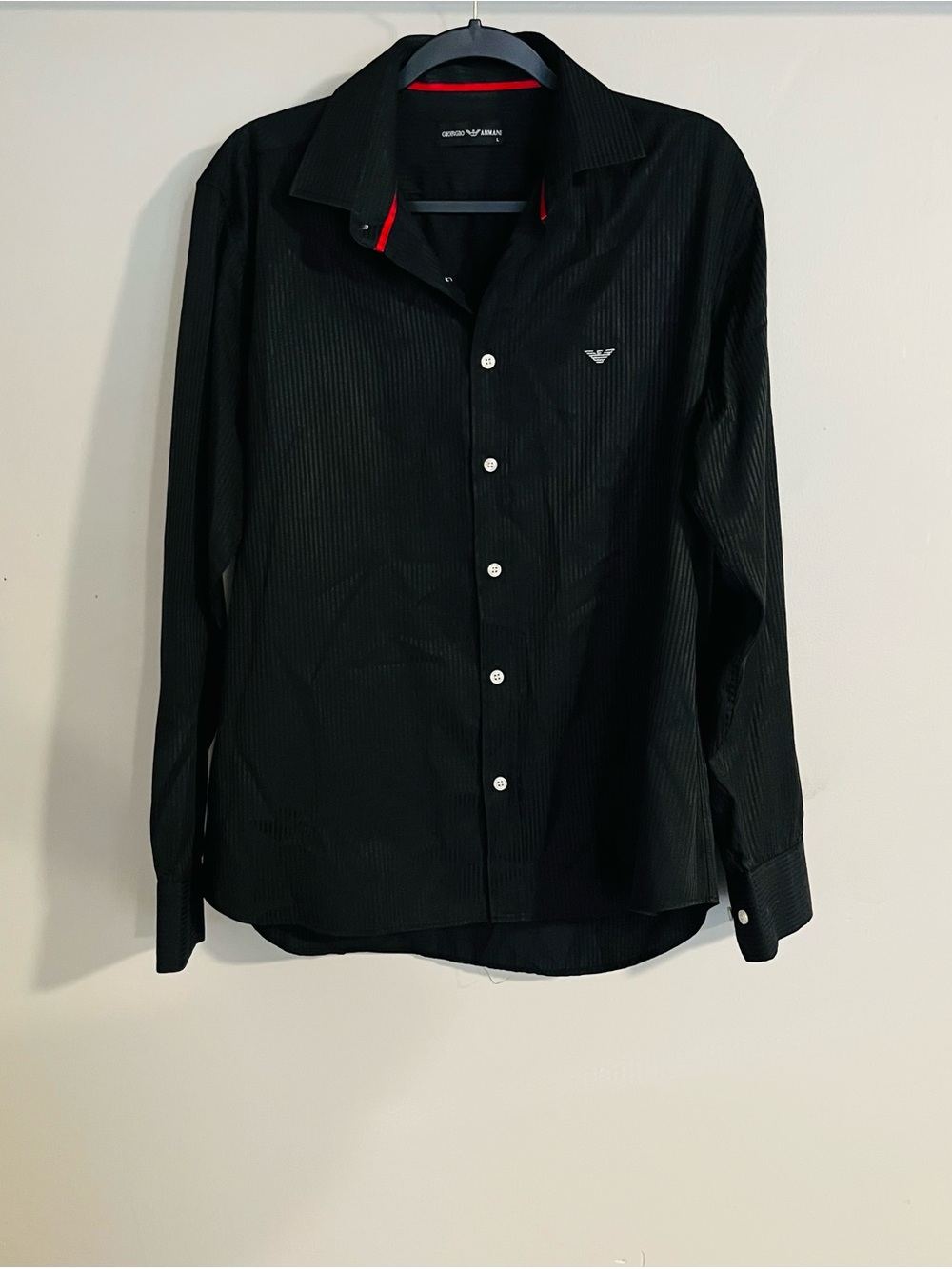 Emporio Armani Men’s Classic Button Up Black Long Sleeve Shirt Size L